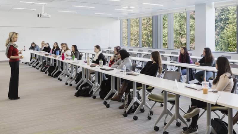 Students learning in an classroom