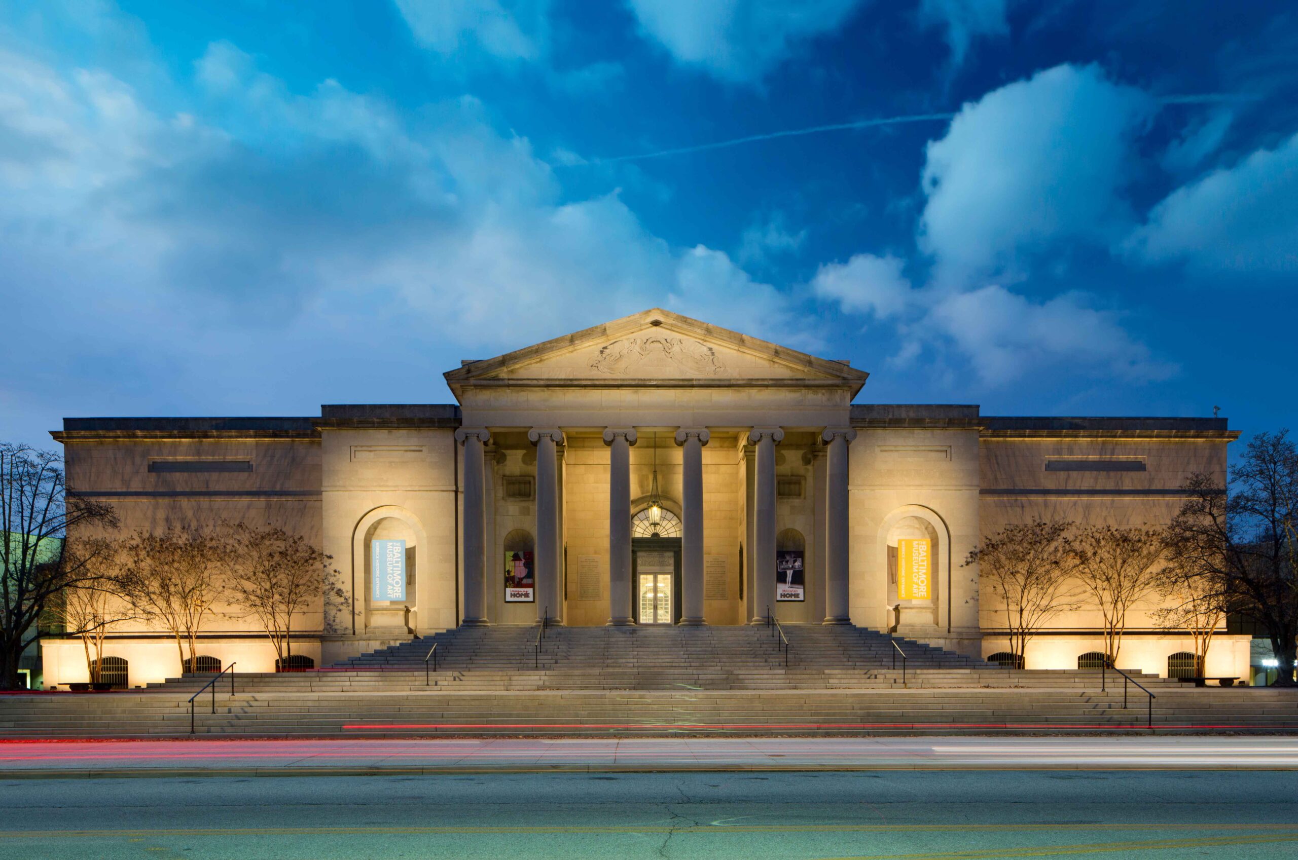 Exterior of the Baltimore Museum of Art’s original John Russell Pope–designed neoclassical building with a central columned portico.