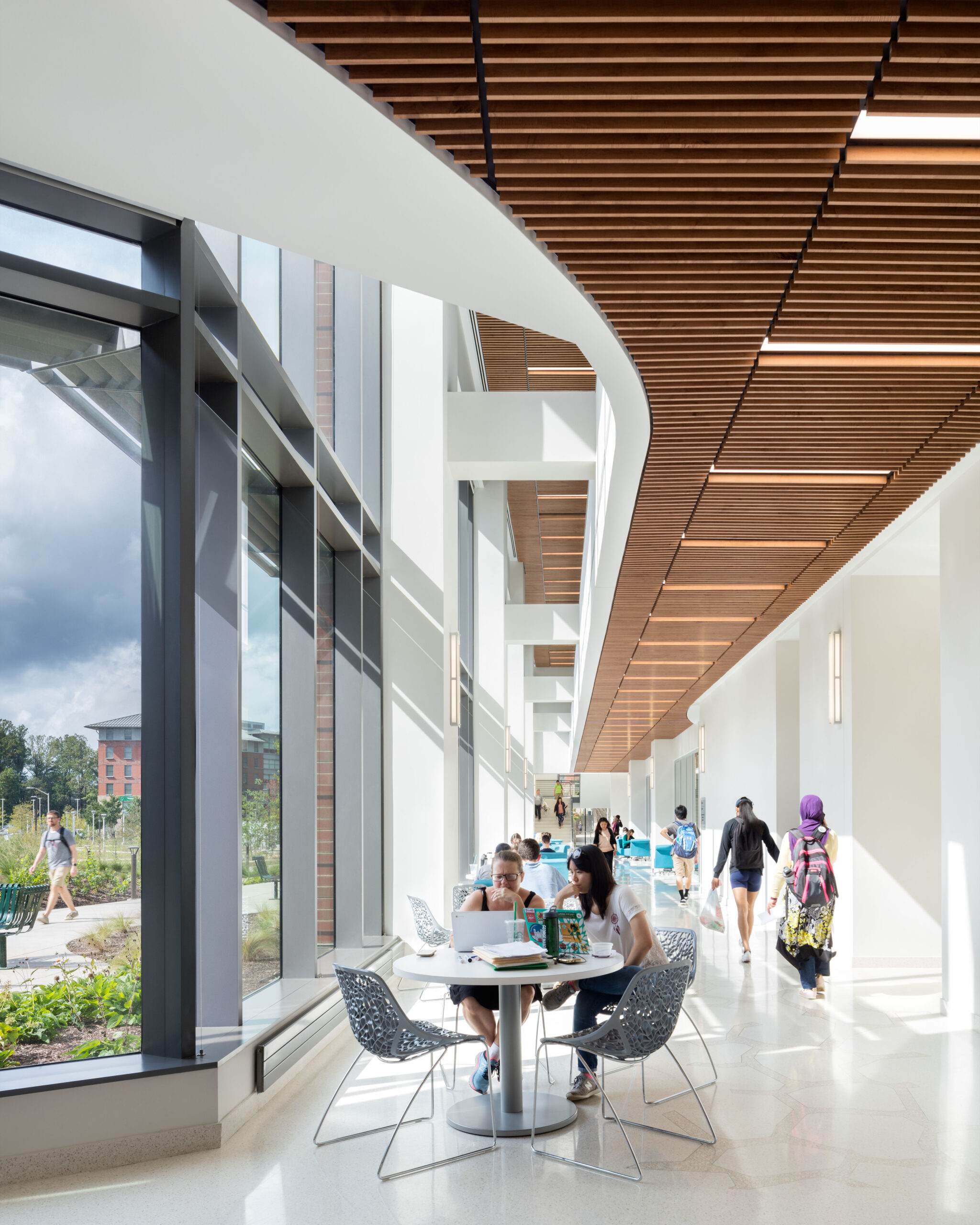 Open collaboration areas and the Community Health Institute promote engagement, outreach, and interdisciplinary teamwork across the College of Health and Human Services.